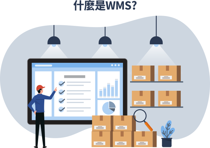 WMS是一套用來管理並優化倉庫作業流程的系統工具。功能包含庫存管理、貨物進出記錄、儲位分配等作業，能提升倉儲作業效率。